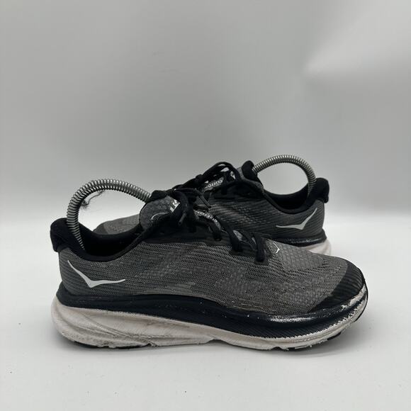 Womens 5.5 Hoka One One Clifton 9 Running Shoes Gray White Sneaker 1131170-BWHT - Picture 6 of 10